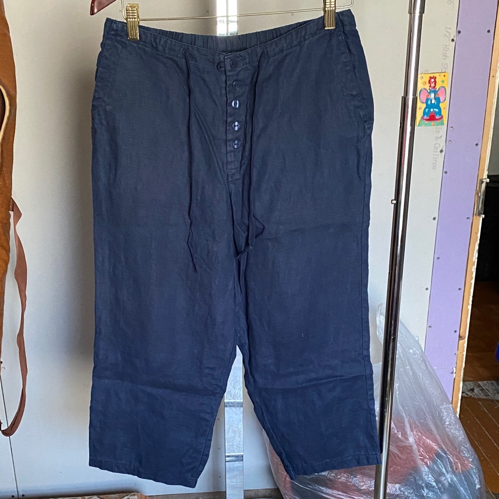 Vintage Linen Navy Blue Pants